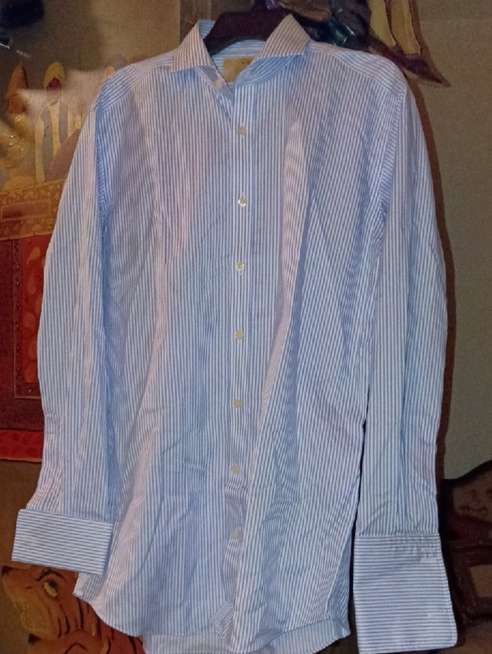 Tailored Blue & White Striped Dress Shirt - Classic Men's Formal Shirt